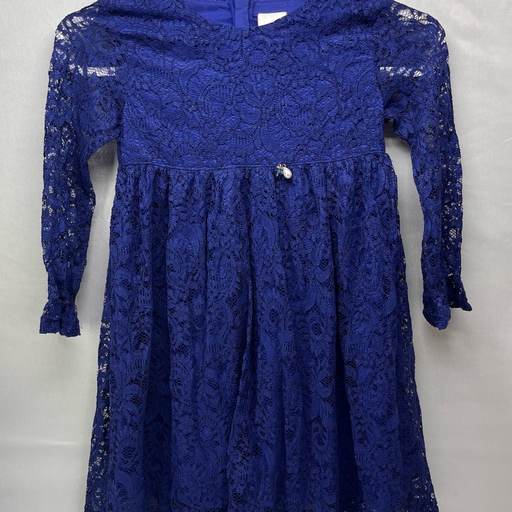 Charming Royal Blue Lace‎ Kids Dress